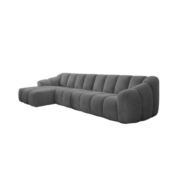 Pilkos spalvos kampinė sofa (su kairiuoju kampu/su gultu) Shell – Miuform