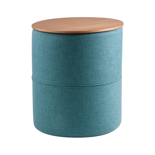 Turkio spalvos kavos staliukas su ąžuolo medienos stalviršiu, "sømcasa Leo", ø 45 cm