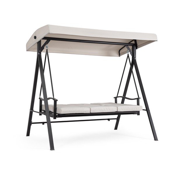 Antracito spalvos/smėlio spalvos metalinis sodo supamasis suoliukas Taurus – Bizzotto-image-2