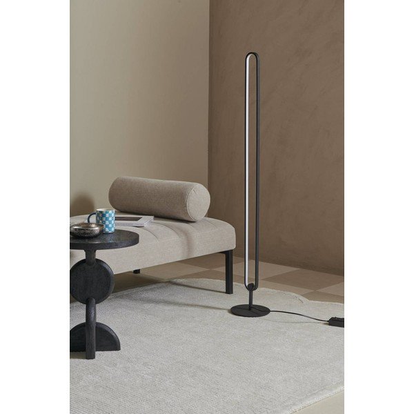 Matinės juodos spalvos iš metalo pastatomas šviestuvas LED su pritemdymo funkcija (aukštis 130 cm) Loop – Ellos Home-image-2
