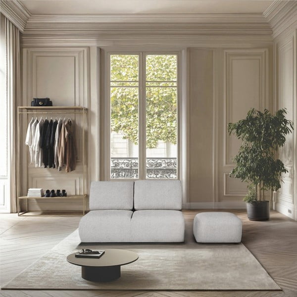 Šviesiai pilkos spalvos iš boucle taburetė Mirel – Rodier-image-1