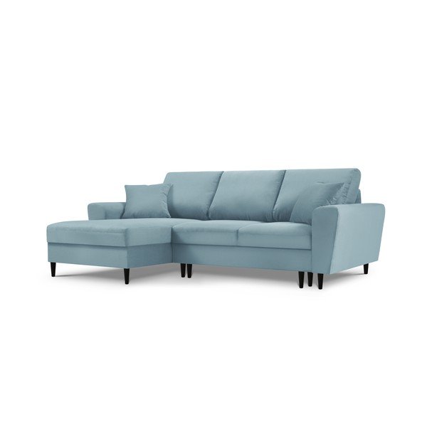 Šviesiai mėlyna sofa-lova Kooko Home Jazz, kairysis kampas-image-2