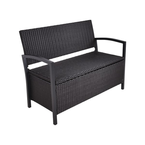 Sodo suoliukas juodos spalvos dirbtinis rotangas Ferrara – Garden Pleasure