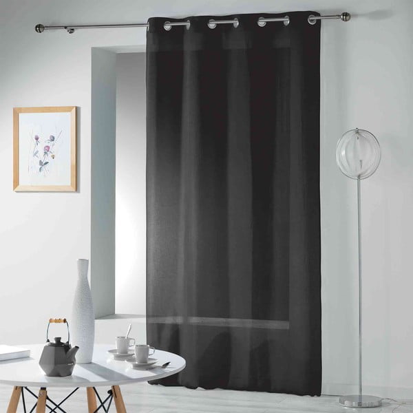 Juodos spalvos permatoma užuolaida 140x280 cm Telma – douceur d'intérieur-image-2