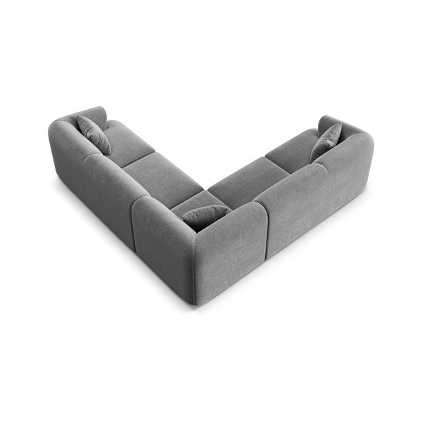 Šviesiai pilkos spalvos kampinė sofa iš velveto Campi – Cosmopolitan Design-image-4