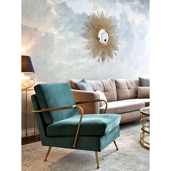 Sieninis veidrodis su metaliniu rėmu aukso spalvos Westwing Collection Ella, ø 104 cm-image-1