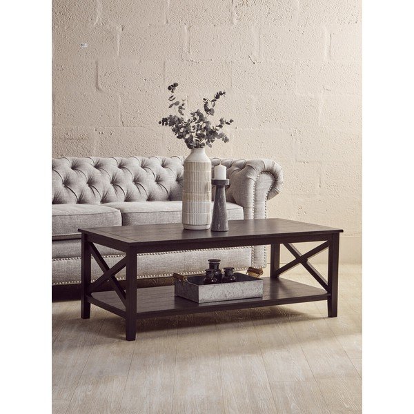 Juodos spalvos kavos staliukas 60x120 cm Heritage – Premier Housewares-image-1