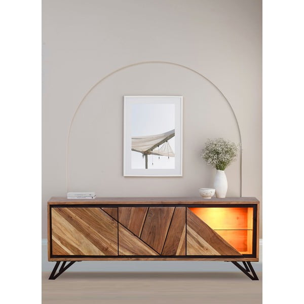 Natūralios spalvos iš akacijos masyvo TV spintelė 150x51x40 cm Ambala – Interia Home & Living-image-1