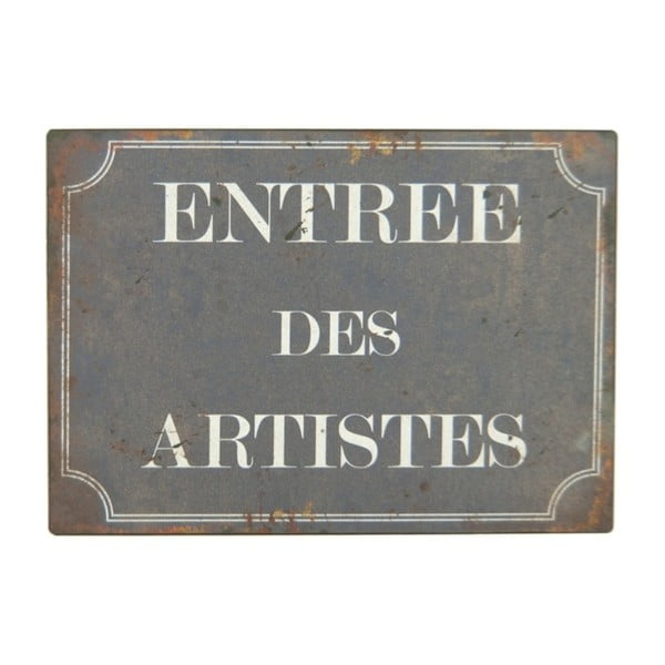 Iš metalo ženklas 21x15 cm Entrée des Artistes – Antic Line