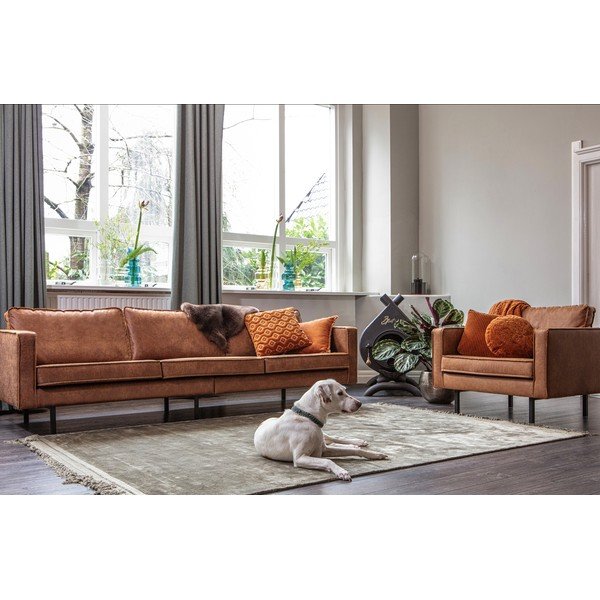 Rudos spalvos sofa su perdirbtos odos apmušalu BePureHome Rodeo, 277 cm-image-1