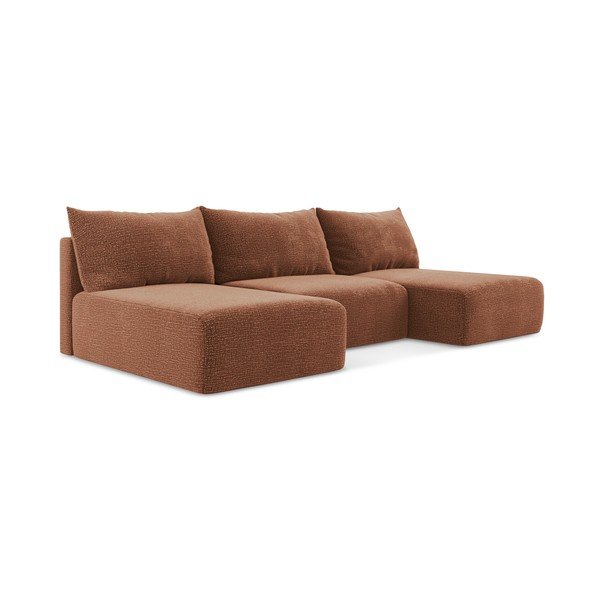Raudonos plytų spalvos sulankstoma/su sandėliavimo vieta kampinė sofa Kalena – Makamii-image-1