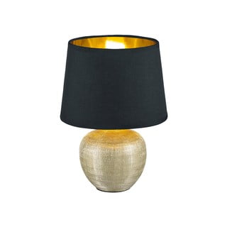 Juodos keramikos ir audinio stalinis šviestuvas Trio Luxor, aukštis 26 cm