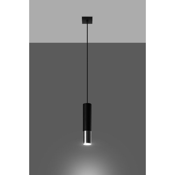 Juodos spalvos/sidabrinės spalvos iš metalo kabantis šviestuvas ø 8 cm Longbot – Sollux-image-2