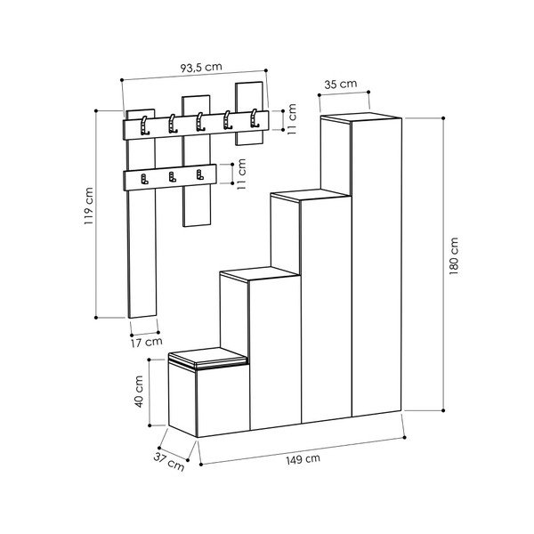 "Homitis Up Sonomo" spintelės ir sieninių pakabų rinkinys-image-2