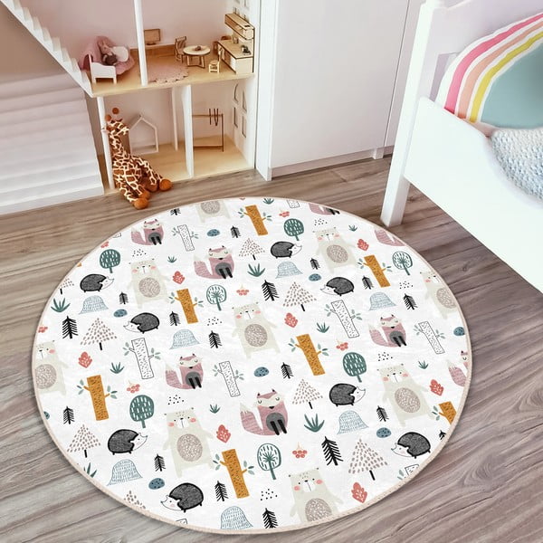Vaikiškas kilimas baltos spalvos ø 100 cm Comfort – Mila Home-image-4