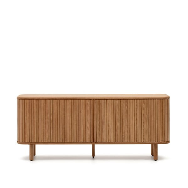 Natūralios spalvos šoninė spintelė iš uosio su stumdomomis durimis 180x75,5x40 cm Mailen – Kave Home