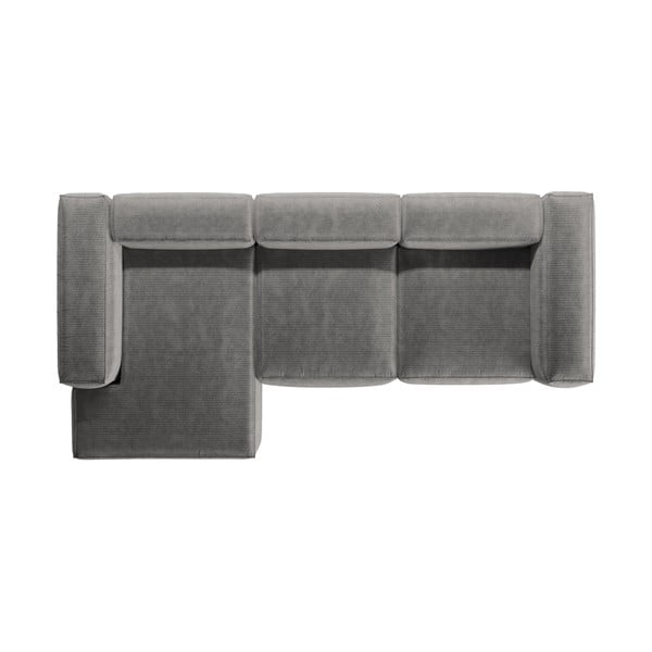 Šviesiai pilkos spalvos iš kordinio velveto kampinė sofa (su kairiuoju kampu/su gultu) Bergamo – Cosmopolitan Design-image-3