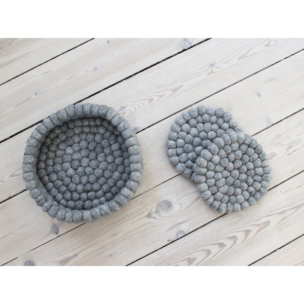Pilkos spalvos padėkliukas iš vilnos kamuoliukų Wooldot Ball Coaster, ⌀ 20 cm-image-3