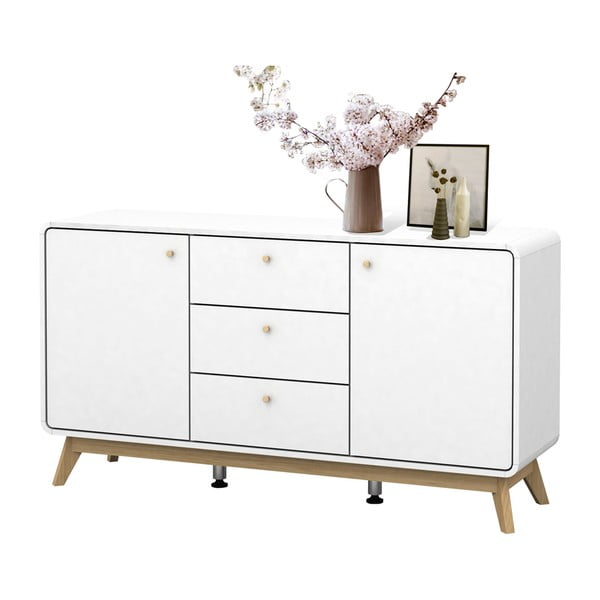 Žema šoninė spintelė baltos spalvos 140x75 cm Caitlin – Støraa-image-2