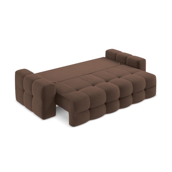 Rudos spalvos iš boucle sulankstoma sofa 255 cm Milu – Makamii-image-3