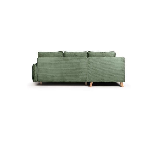 Iš kordinio velveto sulankstoma kampinė sofa šviesiai žalios spalvos (su kairiuoju kampu) Tori – Bonami Selection-image-4