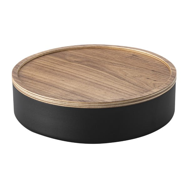 Juodos spalvos iš metalo daiktadėžė su dangčiu ø 22x6 cm Rin – YAMAZAKI