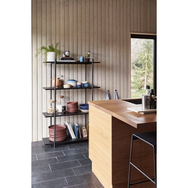 Juoda medinė knygų lentyna su 4 lentynomis Hübsch Norm-image-1