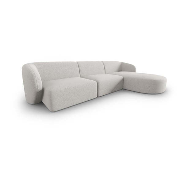 Šviesiai pilkos spalvos iš šenilinio audinio kampinė sofa (su dešiniuoju kampu/su gultu) Paolo – Milo Casa-image-1