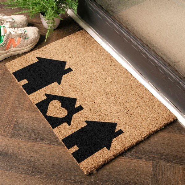 Iš kokoso pluošto grindų kilimėlis 40x60 cm Home Is Where the Heart Is – Artsy Doormats-image-1