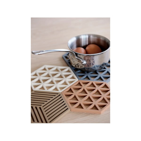 Pilkas silikoninis kilimėlis karštam puodui Zone Triangles-image-3