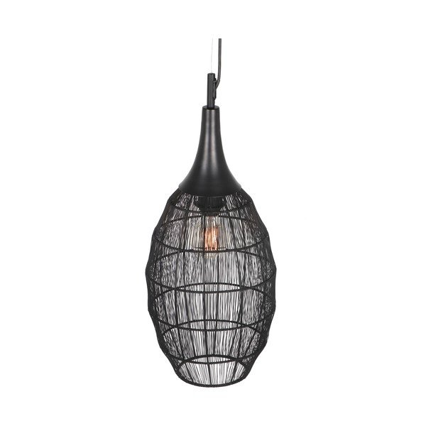 Matinės juodos spalvos kabantis šviestuvas su metaliniu gaubtu Soraya – Trio-image-1