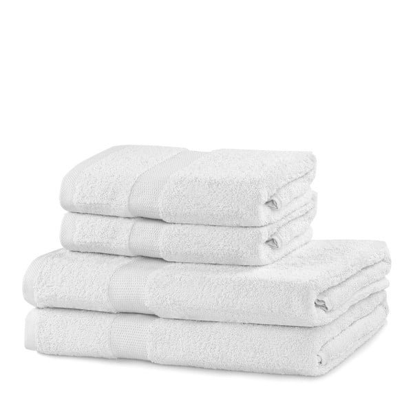 Vonios rankšluosčių rinkiniai iš medvilnės audinio baltos spalvos 4 vnt. Marina – DecoKing