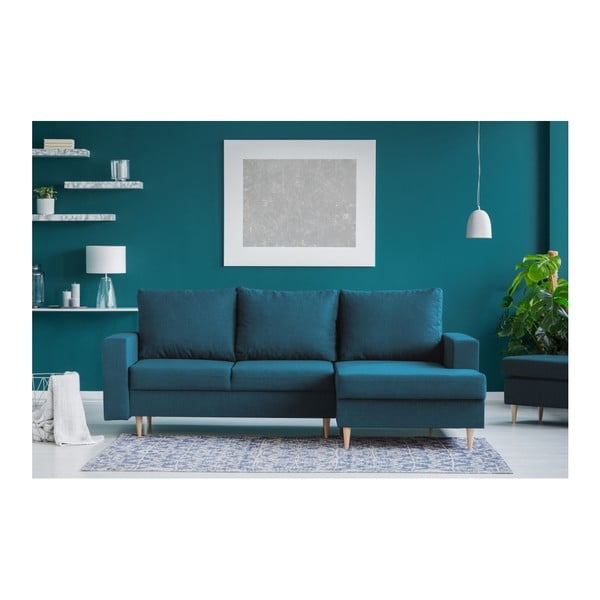 Turkio spalvos kampinė sofa-lova su gultais dešinėje pusėje Mazzini Sofas Iris-image-4