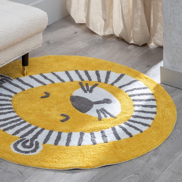Iš medvilnės vaikiškas kilimas ochros spalvos ø 100 cm Lion – Ixia-image-1