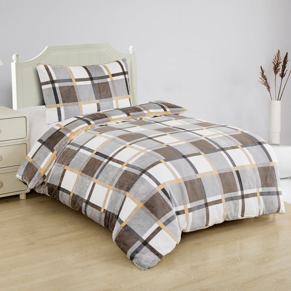 Iš mikropliušo viengulė patalynė pilkos spalvos/rudos spalvos 140x200 cm – My House