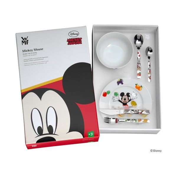 6 dalių nerūdijančio plieno stalo įrankių ir indų rinkinys vaikams WMF Mickey Mouse-image-1