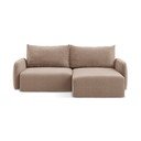 Šviesiai rudos spalvos sulankstoma/su sandėliavimo vieta kampinė sofa (su dešiniuoju kampu) Kalena – Makamii