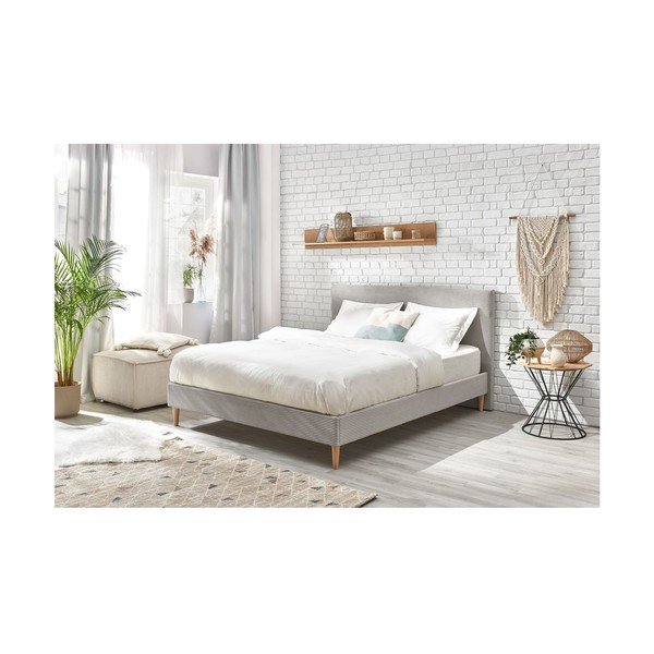 Pilka velvetinė dvigulė lova Bobochic Paris Anja Light, 160 x 200 cm-image-4