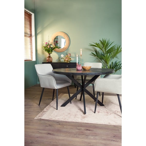 Apvalios formos valgomojo stalas juodos spalvos su akacijos stalviršiu ø 120 cm Yellov – Light & Living-image-3