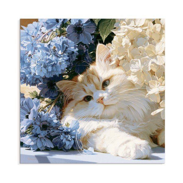 Spausdintas paveikslas tapyba ant drobės 32x32 cm Floral Feline – Styler