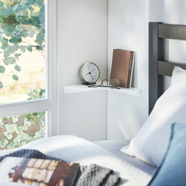 Kampinė sieninė lentyna iš metalo baltos spalvos 22 cm Tower – YAMAZAKI-image-2
