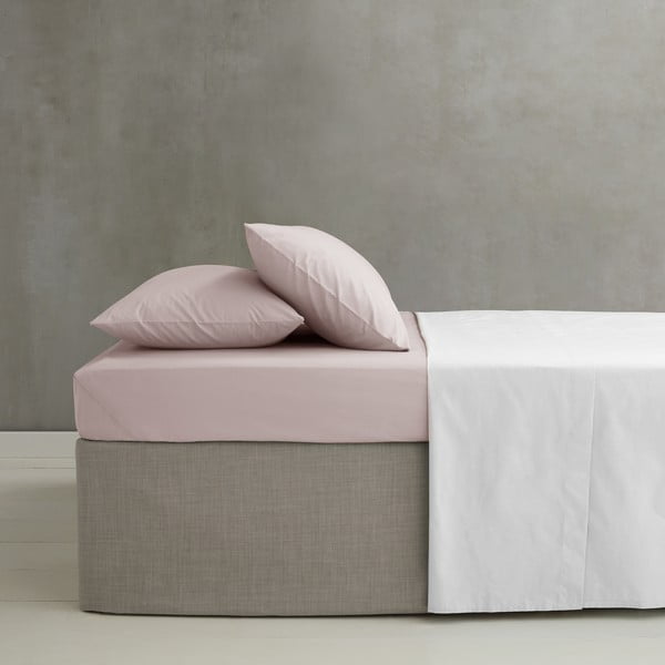 Šviesiai rožinės spalvos iš perkalio paklodė su guma 90x190 cm Easy Iron Percale – Catherine Lansfield-image-1