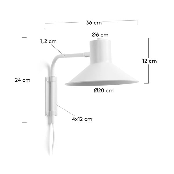 Sieninė lempa baltos spalvos Aria – Kave Home-image-4