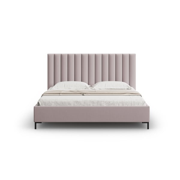 Dvigulė lova šviesiai rožinės spalvos audiniu dengta su sandėliavimo vieta su lovos grotelėmis 180x200 cm Casey – Mazzini Beds-image-4