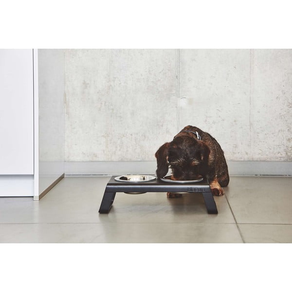 Iš metalo dubenėlių komplektas su stovu šuniui Desco Black S – MiaCara-image-4