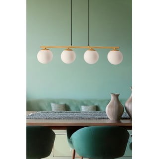 Baltos spalvos/natūralios spalvos kabantis šviestuvas su stiklo gaubtu Carrine – Candellux Lighting