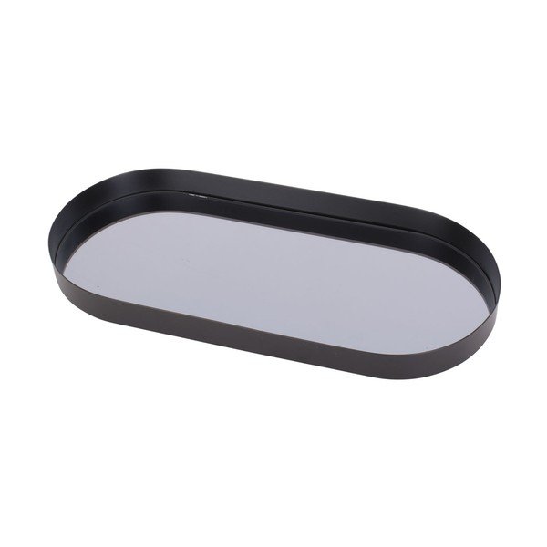 Juodas padėkliukas su tamsintu veidrodžiu PT LIVING Oval, plotis 18 cm-image-3