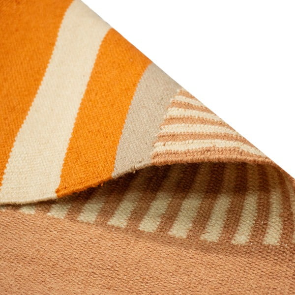 Smėlio spalvos oranžinės spalvos dvipusis lauko kilimas iš perdirbto plastiko Green Decore Bella, 120 x 180 cm-image-4