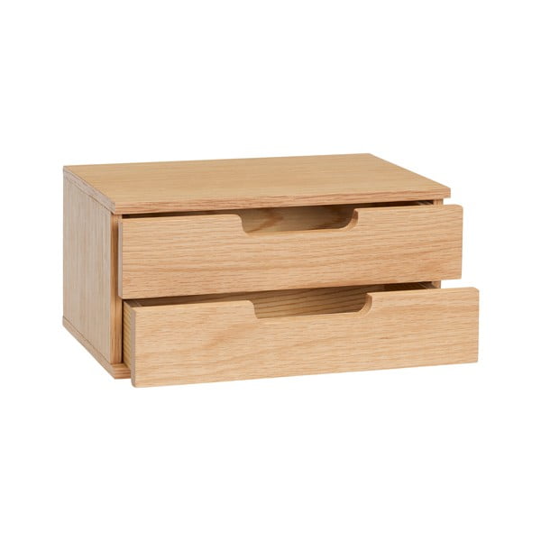 Pakabinamas/su lentynomis naktinis staliukas natūralios spalvos iš ąžuolo AtHand – Hübsch-image-3