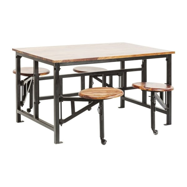 Stalas ir 4 išskleidžiamos taburetės iš palisandrinio šešamo "Kare Design
